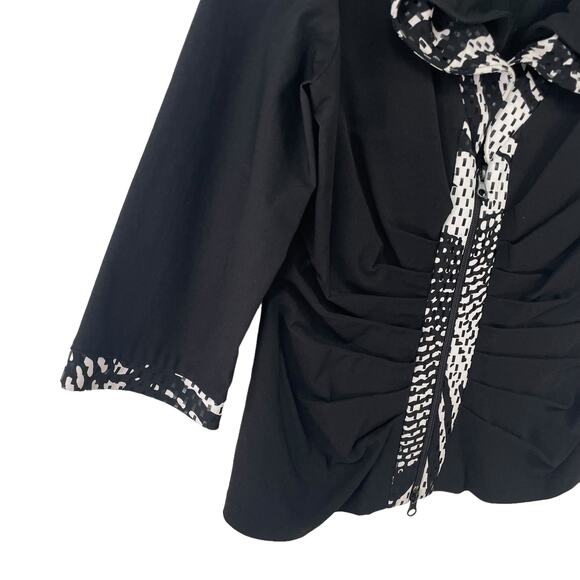 Joseph Ribkoff 3/4 Sleeve Zip Up Stretch Jacket Abstract Black White Womens 10 - Picture 2 of 7